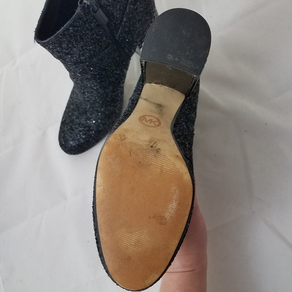 Michael Kors Black Glitter Block Heel Bootie 7.5 - Picture 6 of 10